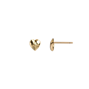 14k yellow gold stud earrings in the shape of a heart