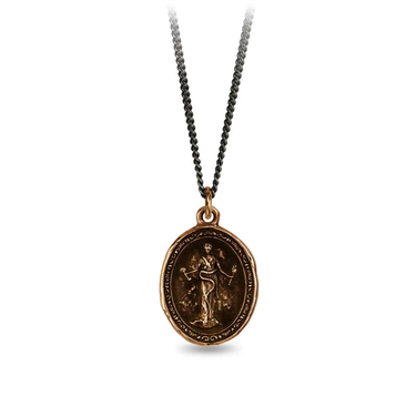 Bronze talisman depicting the goddess of mythos, Hectate, holding a torch and a key in each hand