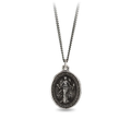 Sterling Silver talisman depicting the goddess of mythos, Hectate, holding a torch and a key in each hand