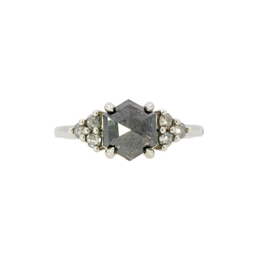 'Cleo' Hexagon Salt & Pepper Diamond Ring