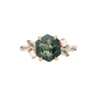 'Cleo' Moss Agate Hexagon