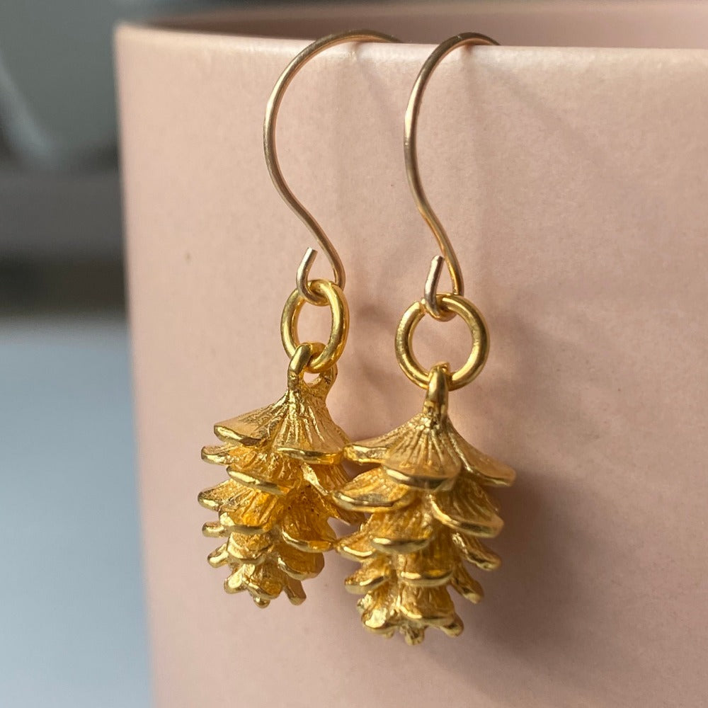 Tiny Pinecone Drop Earrings | Magpie Jewellery