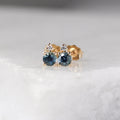 Montana Blue Sapphire and Diamond Stud - Magpie Jewellery