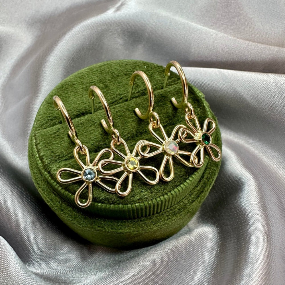 Garden Birthstone Hoop Earrings