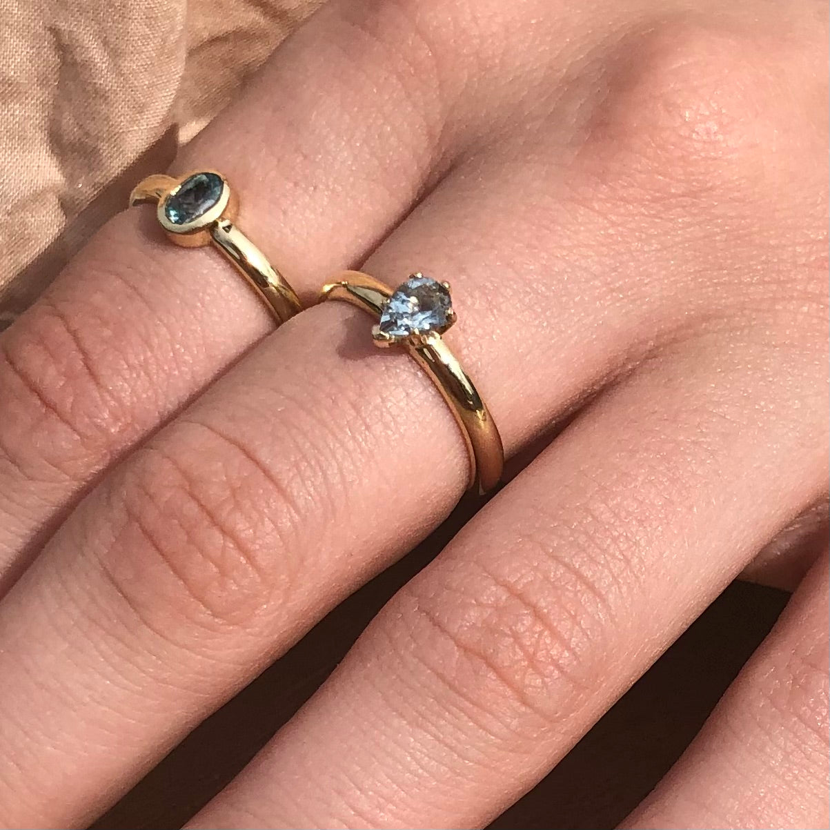 Lab-Grown Pear Cut Green Sapphire Ring