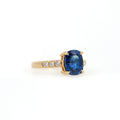  Blue Cushion Cut Lab Sapphire and Diamond Ring