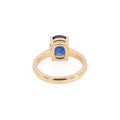  Blue Cushion Cut Lab Sapphire and Diamond Ring