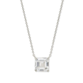 Silver Plated Rhodium Necklace with a Square White Topaz Gemstone Embedded