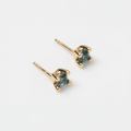 14k Gold plated brass studs with genuine blue topaz gemstones and gold vermeil posts