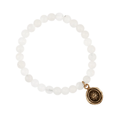 Bracelet made from White Jade beads, with a Bronze Talisman depicting The sun with a face on it