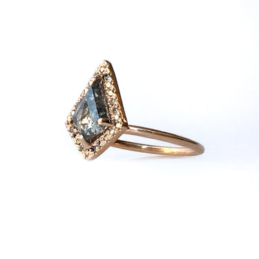 Salt & Pepper Kite Diamond Halo Ring