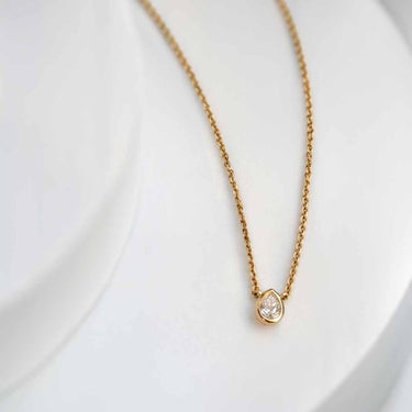 Bezel Pear Shaped Solitaire Necklace