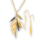 Leaf & Bud Long Pearl Drop Earrings