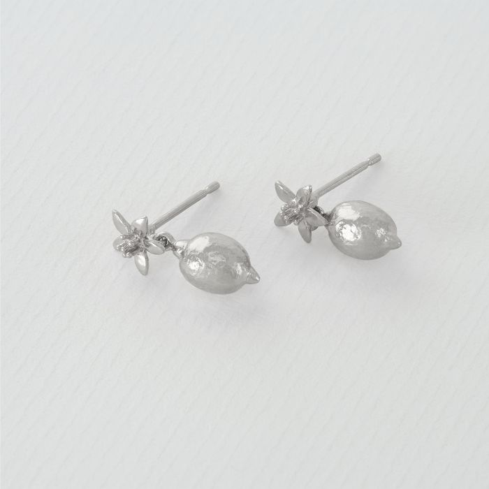 Silver Lemon Blossom Stud Earrings with Lemon Drops