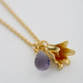 Gold Plated Silver Necklace with a Blue Bell Pendant