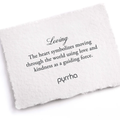 A Pyrrha note describing the Loving talisman. It reads, "The heart symbolizes moving through the world using love and kindness as a guiding force."