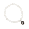 White Jade Beaded bracelet with a Sterling Silver Talisman Depicting A Heart