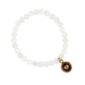 White Jade Beaded bracelet with a Bronze Talisman Depicting A Heart