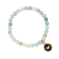 Sea toned Aquamarine Beaded bracelet with a Bronze Talisman Depicting A Heart