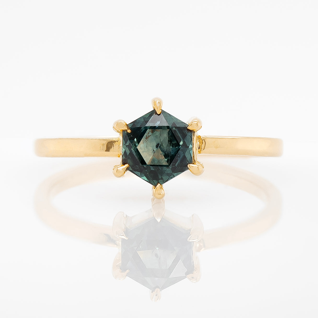 Montana Sapphire Hexagon Solitaire Ring | Magpie Jewellery