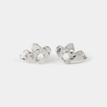 Silver floral stud earrings in pewter