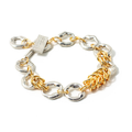 Pewter Bracelet Connected with Gold Plated Brass Links