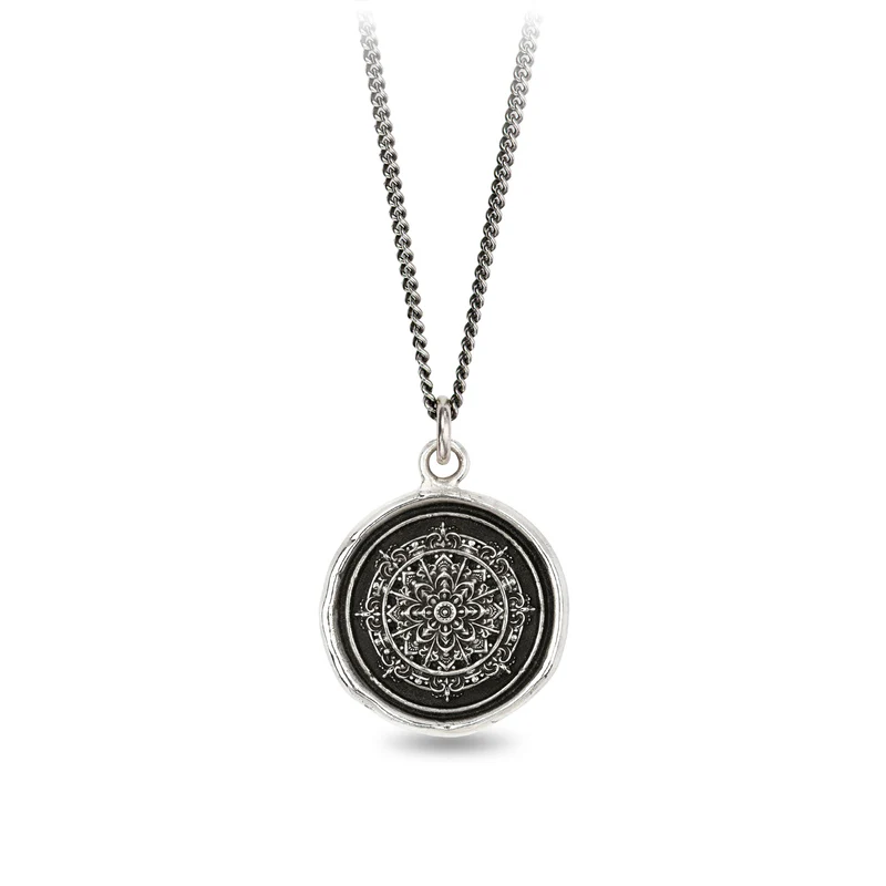 Sterling SIlver Necklace with a Mandala shaped talisman