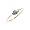 14k Yellow Gold Ring featuring a sleek marquise aquamarine gemstone