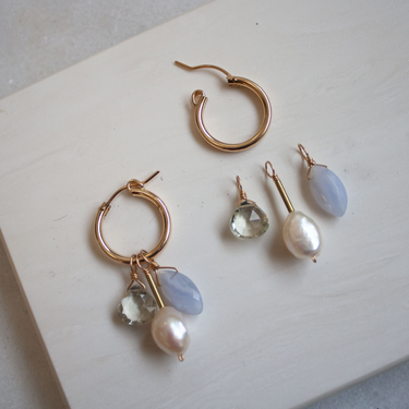 14K Gold-fill Hoop Earrings, with  interchangeable gemstone charms