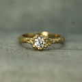 14k yellow gold Band ring with a .48ct  lab-grown diamond