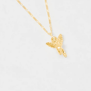 14k Gold plated brass  Cherub pendant on a 14k Gold Vermeil figaro chain
