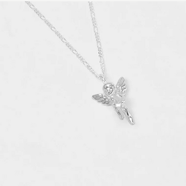 Sterling Silver Cherub pendant on a Sterling Silver figaro chain