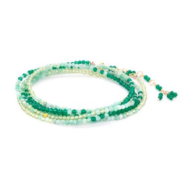 Green Onyx, Emerald & Peridot 'Mint' Ombre Wrap Bracelet | Magpie Jewellery