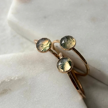 14k Goldfill stacking ring featuring a bright Moss coloured agate gemstone