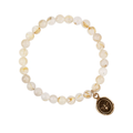 Rutilated Quartz Beaded Bracelet with a bronze talisman depicting a Bee
