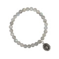 Labradorite Beaded Bracelet with a Sterling Silver talisman depicting a Bee