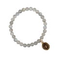 Labradorite Beaded Bracelet with a bronze talisman depicting a Bee