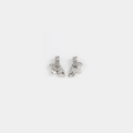 Short silver earrings adorned with a pewter stud and pendant
