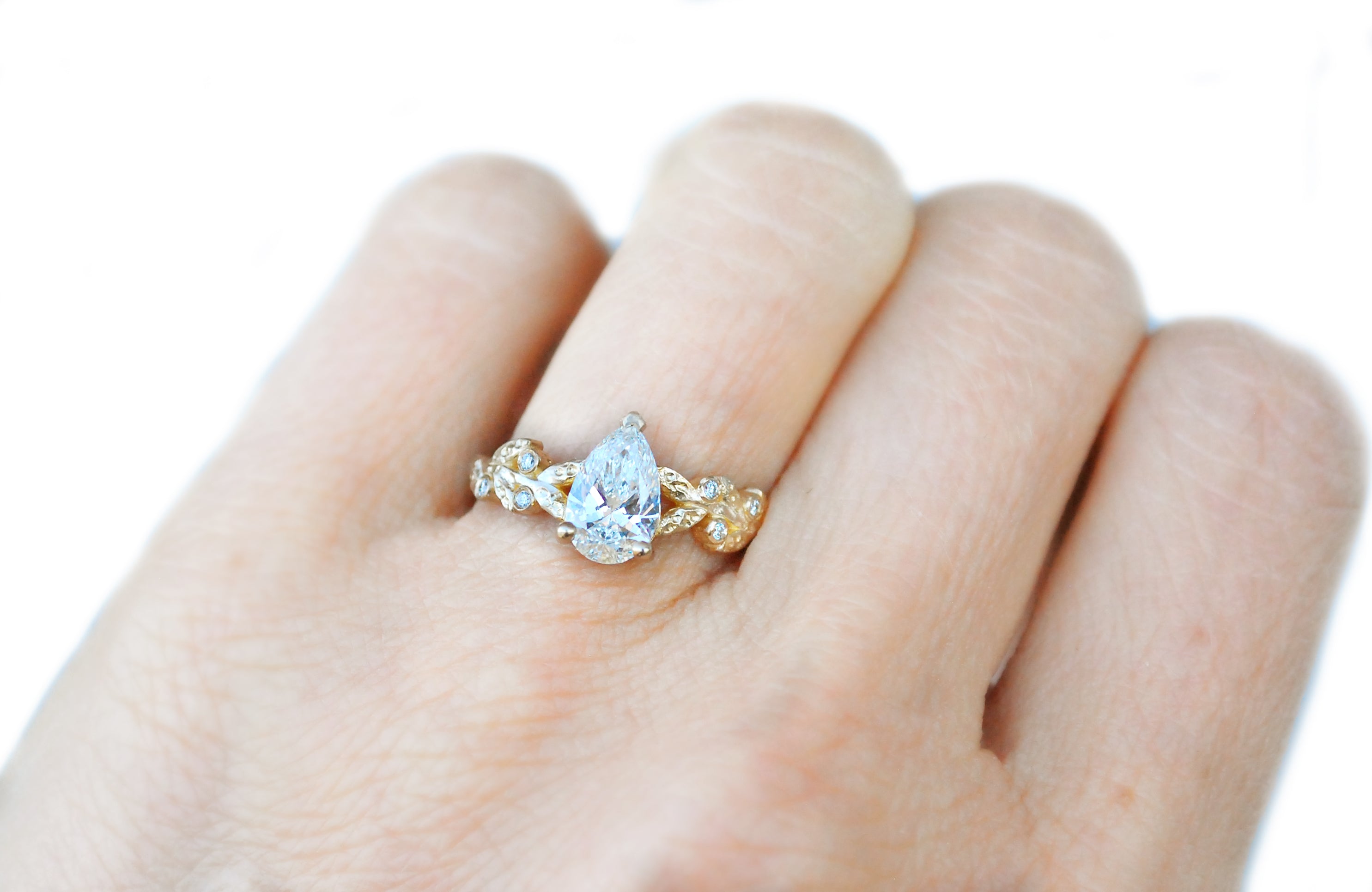 14ky gold ring, featuring a 1.47ct natural cognac diamond | on model