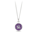 Sterling Silver Talisman With a violet background under a talisman depicting a gleaming dove