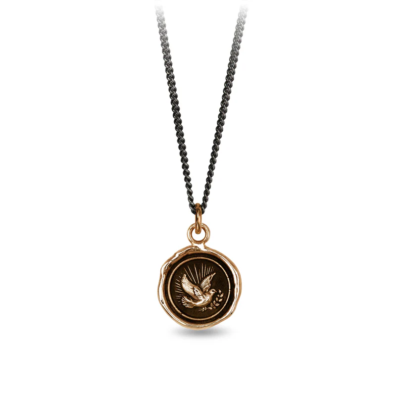 Bronze Necklace with a talisman depicting a dove.