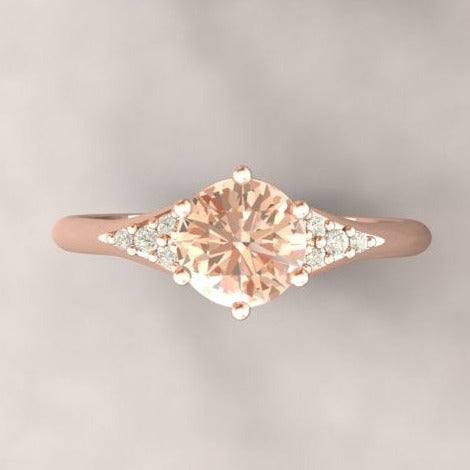 CAD Model of Peach Morganite Engagement Ring with Diamond Accents