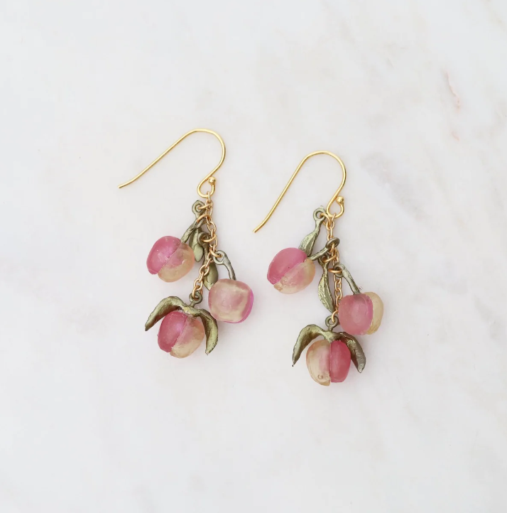 Peach Tree Three Drop Earrings