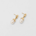 14k gold plated brass Freshwater pearl drop dangle earring with Gold vermeil ear posts