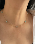 Pearl & Turquoise Spaced Necklace