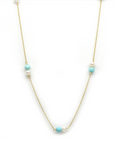 Pearl & Turquoise Spaced Necklace