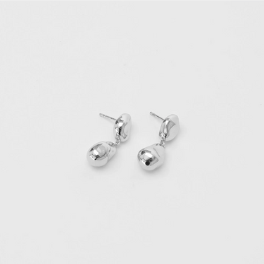Sterling Silver Bean shaped dangle statement earring with sterling silver ear posts