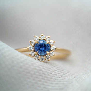 Blue Sapphire Rosetta Engagement Ring