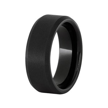 Black Diamond Ceramic Beveled Edge Band with Sandblast Finish
