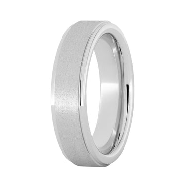 Serinium® Flat Band with Grooved Edges and Stone Finish